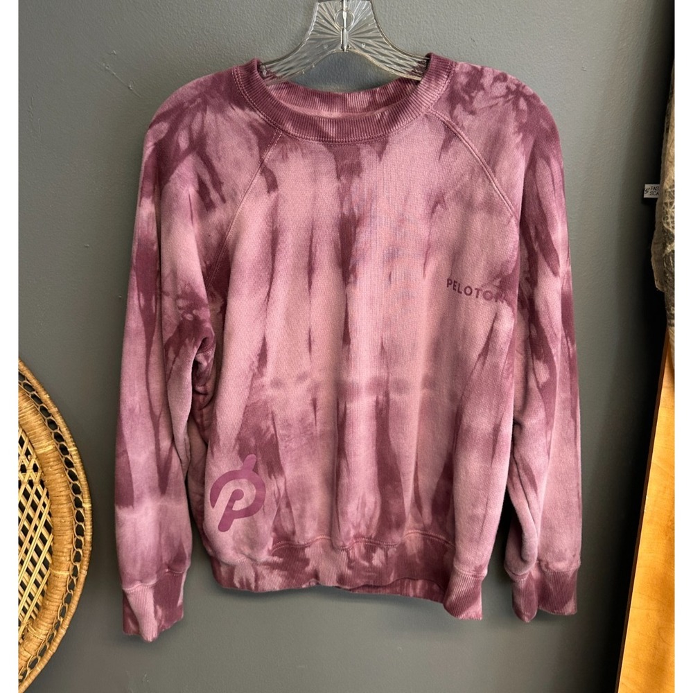 Spiritual Gangster x Peloton Womens M Sweatshirt‎ Tie Dye Purple Crewneck Top